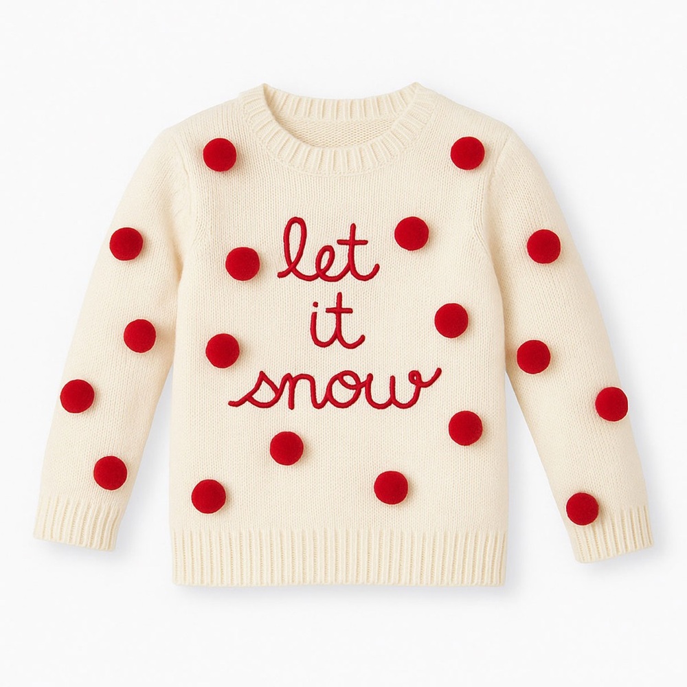 Copper Key Cream Sweater with Red Accents